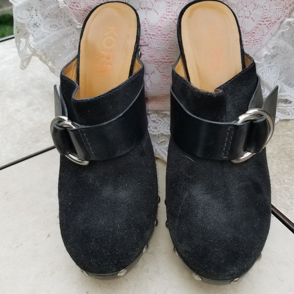 Michael Kors sz 9M Black Suede Mules/ clogs